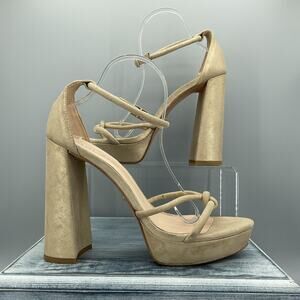 Pella Moda Women’s Gillian Suede Sandal Gold Size 11M